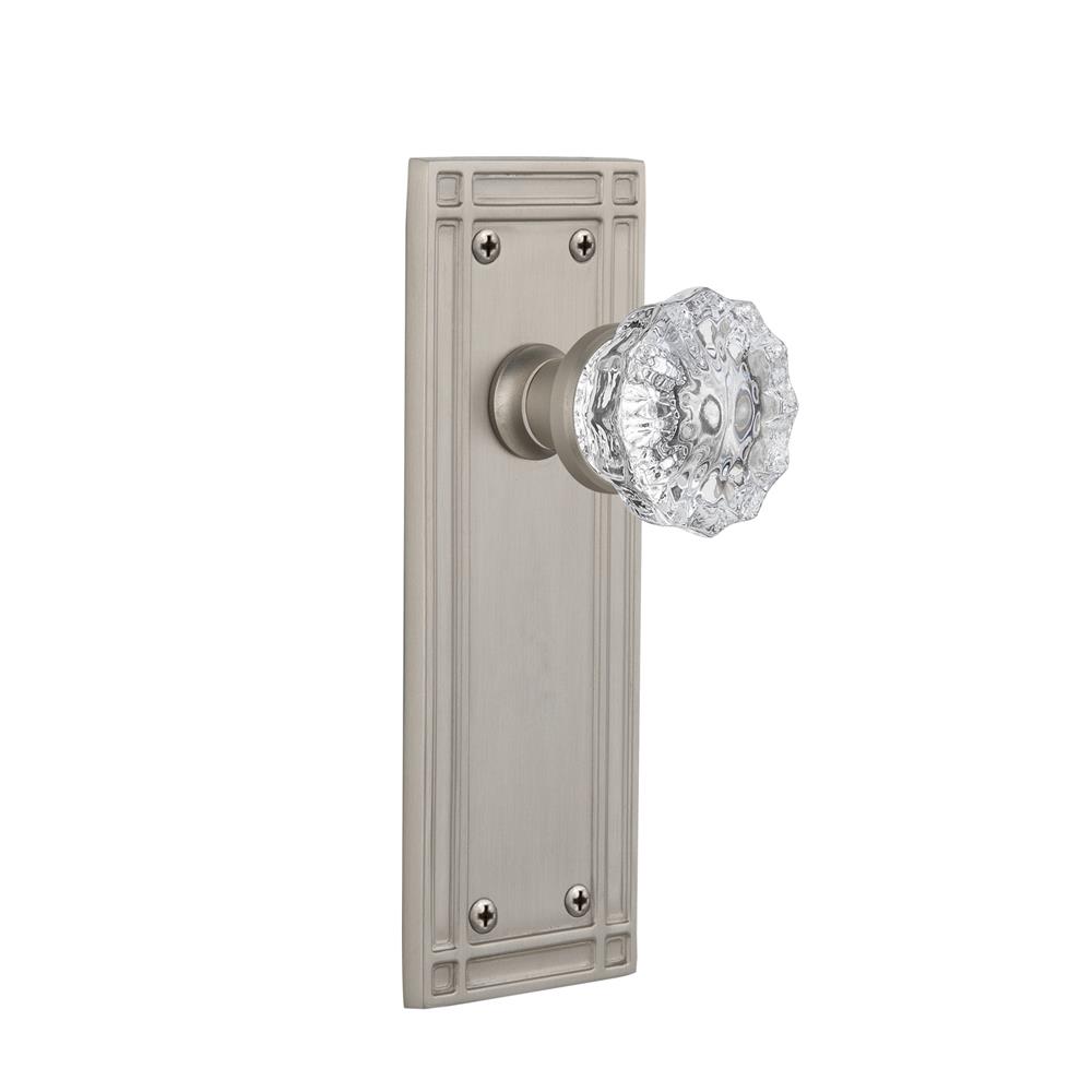 Nostalgic Warehouse MISCRY Double Dummy Knob Mission Plate with Crystal Knob in Satin Nickel